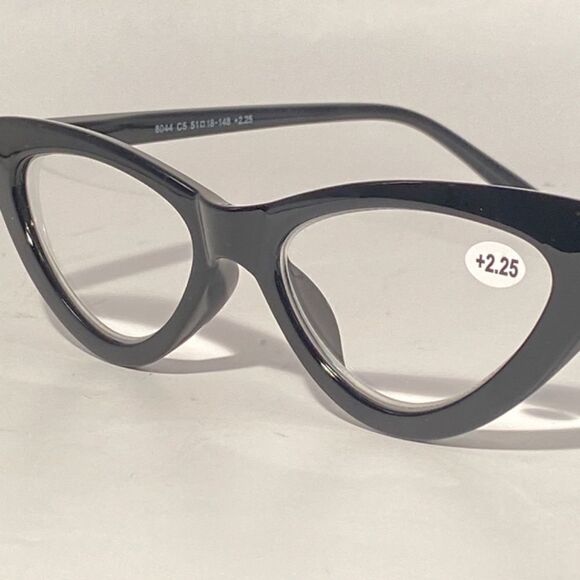 1340 Emma Cateye Reading Glasses 2.25 Black Readers NWT - Picture 8 of 9